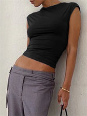 Casual Sleeveless Slim Fit Pullovers Backless Tie-up Female Base Vest Top Clubwear Crop Tops