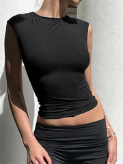 Casual Sleeveless Slim Fit Pullovers Backless Tie-up Female Base Vest Top Clubwear Crop Tops