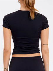 Short Sleeve Causal Basic Top Summer Slim Fit Solid Color Party Streetwear Pullover Tee