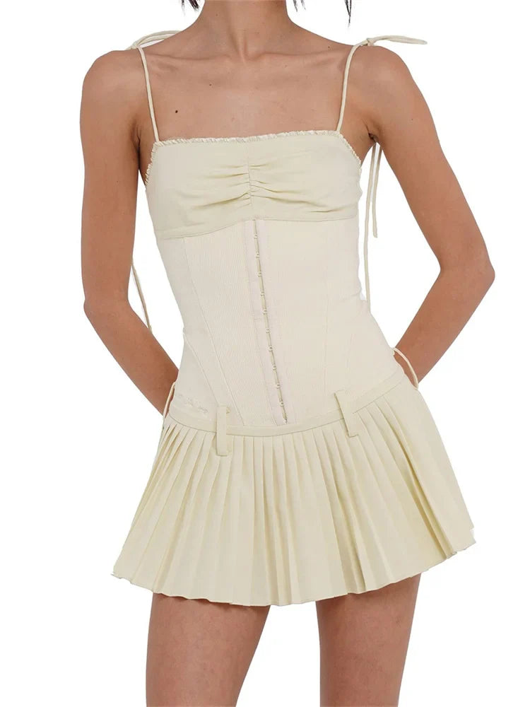 Sleeveless Tie-up Strap Mini Dress