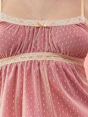 Slim Fit Front Mini Bowknot Sleeveless Exposed Navel Summer Lace Trim Spaghetti Strap Vest Cami Top