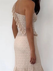 Summer Fashion Sleeveless Ruffles Off Shoulder Lace Floral Mini Party Club Cami Top