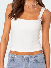 Patchwork Sleeveless Square Neck Slim Fit Cropped Streetwear Cami Top