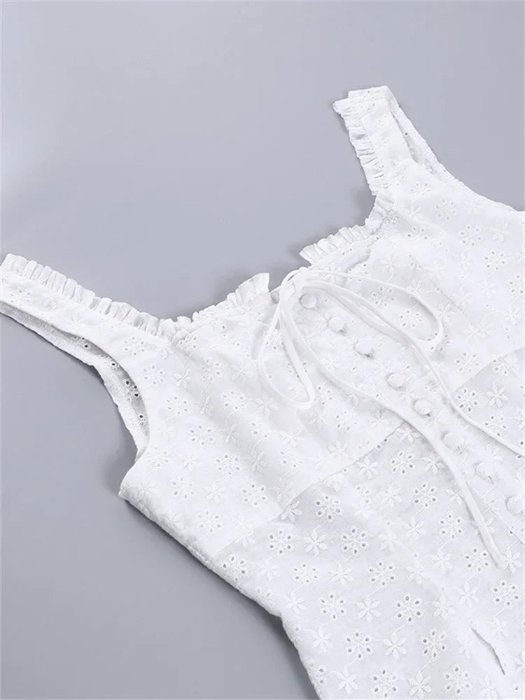 Y2K Square Neck Bustiers Lace Patchwork Low Cut Front Buttons Up Fairycore Tank Crop Tops