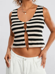 Y2K Knitted Retro Sleeveless V-Neck Buttons Up Autumn Chic Club Cami Top