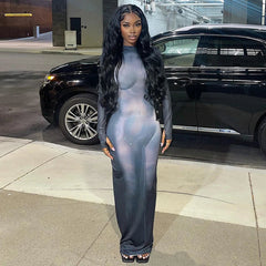 Party Club Bodycon Streetwear Fall Long Sleeve Dress Summer Clothes Maxi Dress