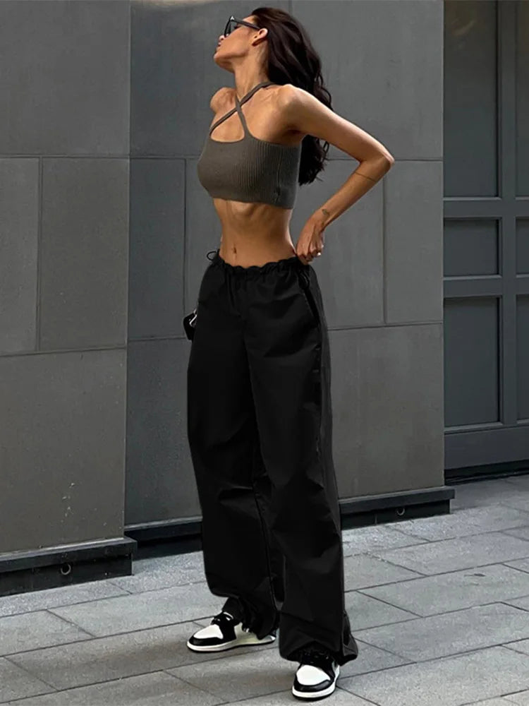 Vintage Baggy Streetwear Pockets Wide Leg High Waist Straight Denim Trouser