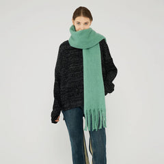Cashmere Scarves for - Thick and Warm Muffler with Tassel Detail