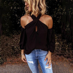 Casual Sexy Solid Color Halter Neck Strapless T-Shirt
