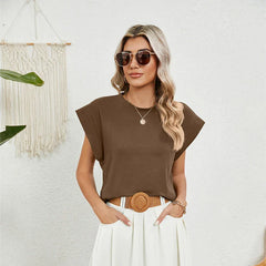 Sleeveless Spring Summer Round Neck Tank Tops for Blouse