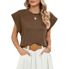 Sleeveless Spring Summer Round Neck Tank Tops for Blouse