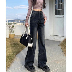 Pantalones Vaqueros Mujeres Nuevo Sentido Suelta Delgada Acampanados Jeans