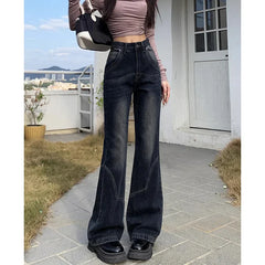 Pantalones Vaqueros Mujeres Nuevo Sentido Suelta Delgada Acampanados Jeans