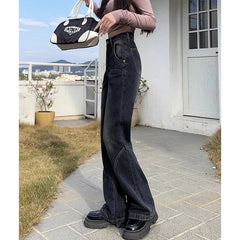 Pantalones Vaqueros Mujeres Nuevo Sentido Suelta Delgada Acampanados Jeans