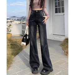 Pantalones Vaqueros Mujeres Nuevo Sentido Suelta Delgada Acampanados Jeans