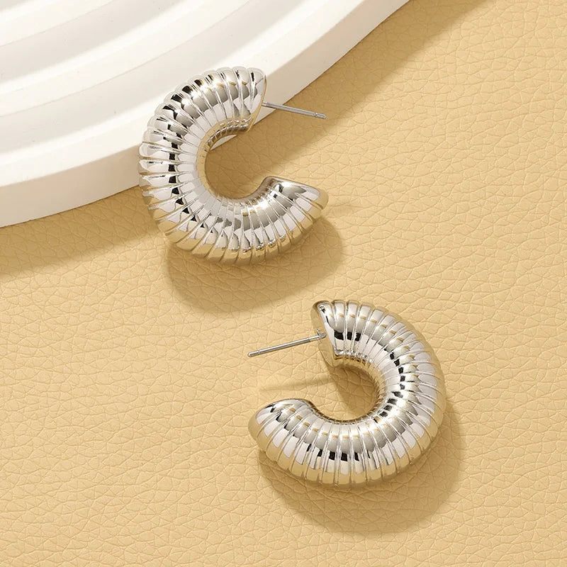 Exaggerate Big Round Circle Drop Dupes Chunky TearDrop Stainless Steel Earring