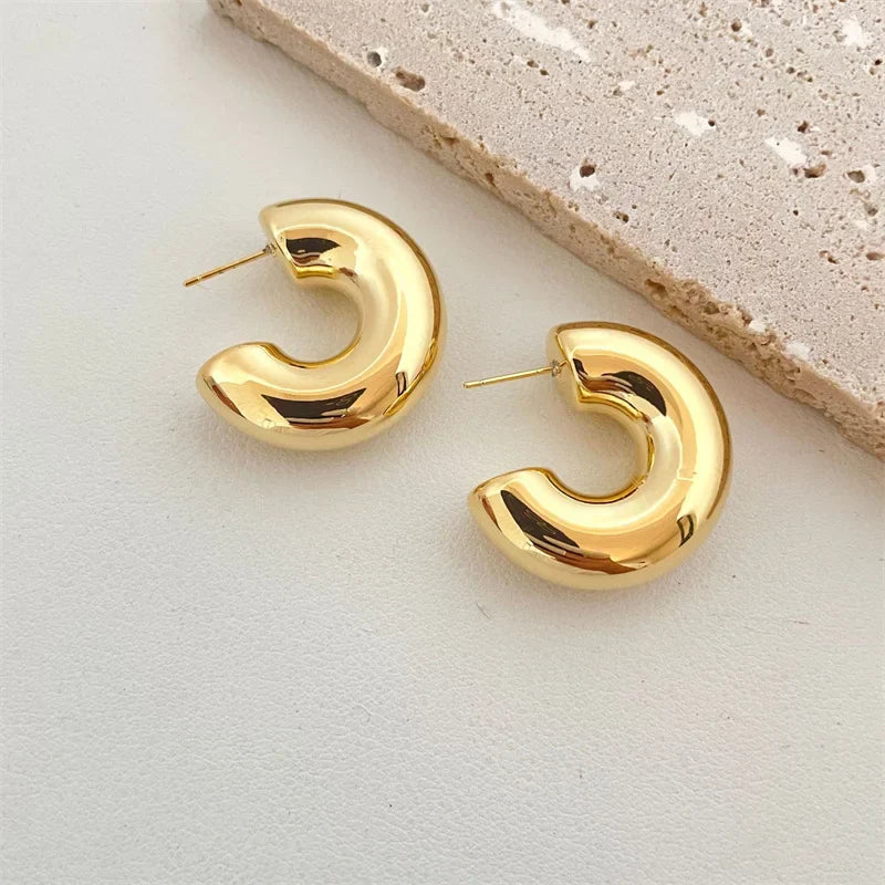 Exaggerate Big Round Circle Drop Dupes Chunky TearDrop Stainless Steel Earring