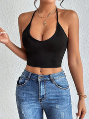 Halter Neck Crop Top-Backless & Criss Cross Detail-Perfect for Summer Crop Top