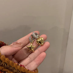 Gold Plated Heart Star Punk Hip Hop Silver Jewelry Female Earring