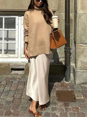 Classic Solid Turtleneck Knitted Warm WomenAutumn Long Sleeve Sweater