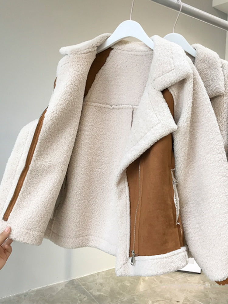 Harajuku Faux Leather Fur Patchwork Coat