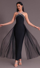 RHINESTONE DETAIL ASYMMETRICAL HEM CAMI DRESS