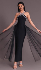 RHINESTONE DETAIL ASYMMETRICAL HEM CAMI DRESS