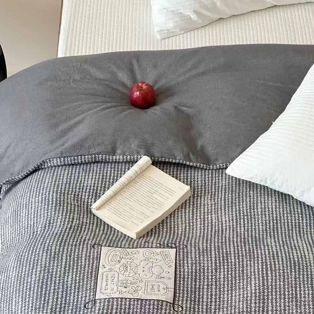 Cotton Houndstooth Jacquard Farmhouse Duvet Cover
