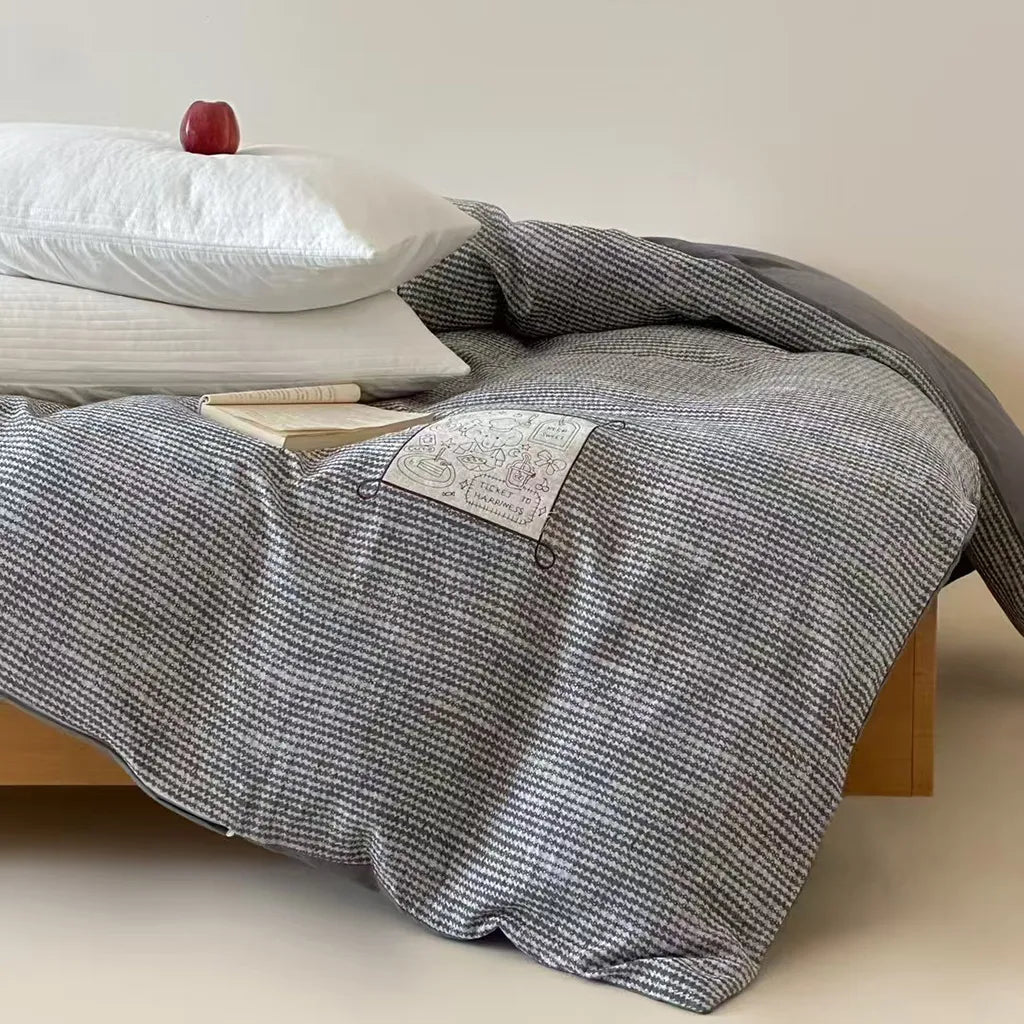 Cotton Houndstooth Jacquard Farmhouse Duvet Cover