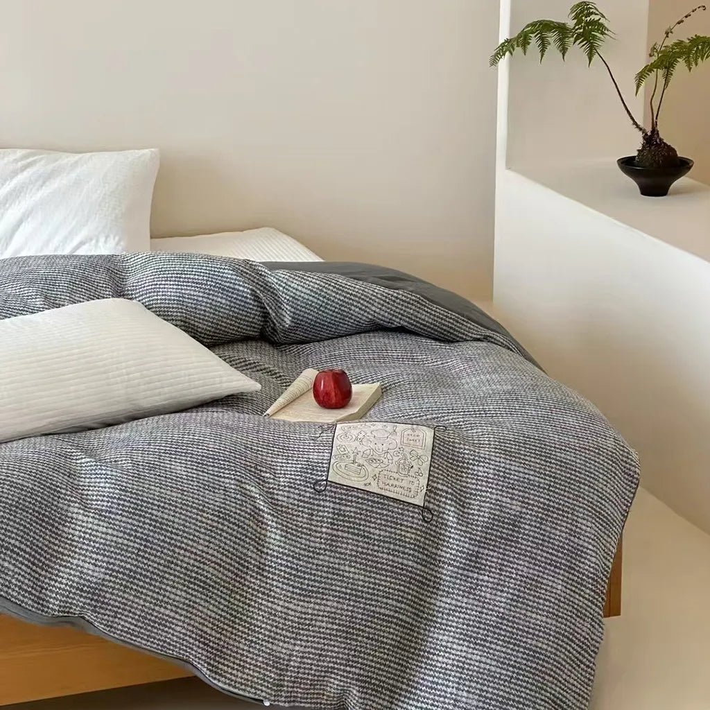 Cotton Houndstooth Jacquard Farmhouse Duvet Cover