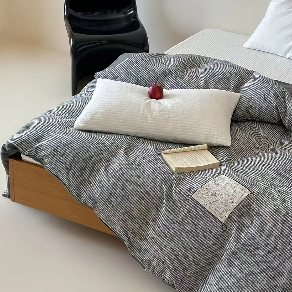 Cotton Houndstooth Jacquard Farmhouse Duvet Cover