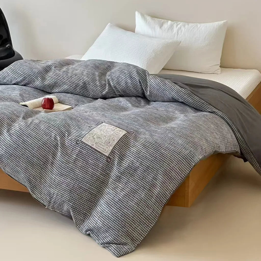 Cotton Houndstooth Jacquard Farmhouse Duvet Cover