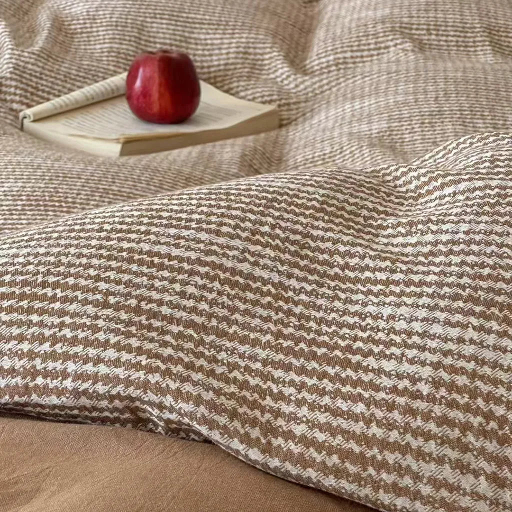 Cotton Houndstooth Jacquard Farmhouse Duvet Cover