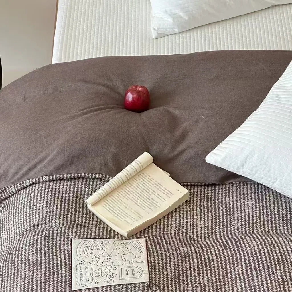 Cotton Houndstooth Jacquard Farmhouse Duvet Cover