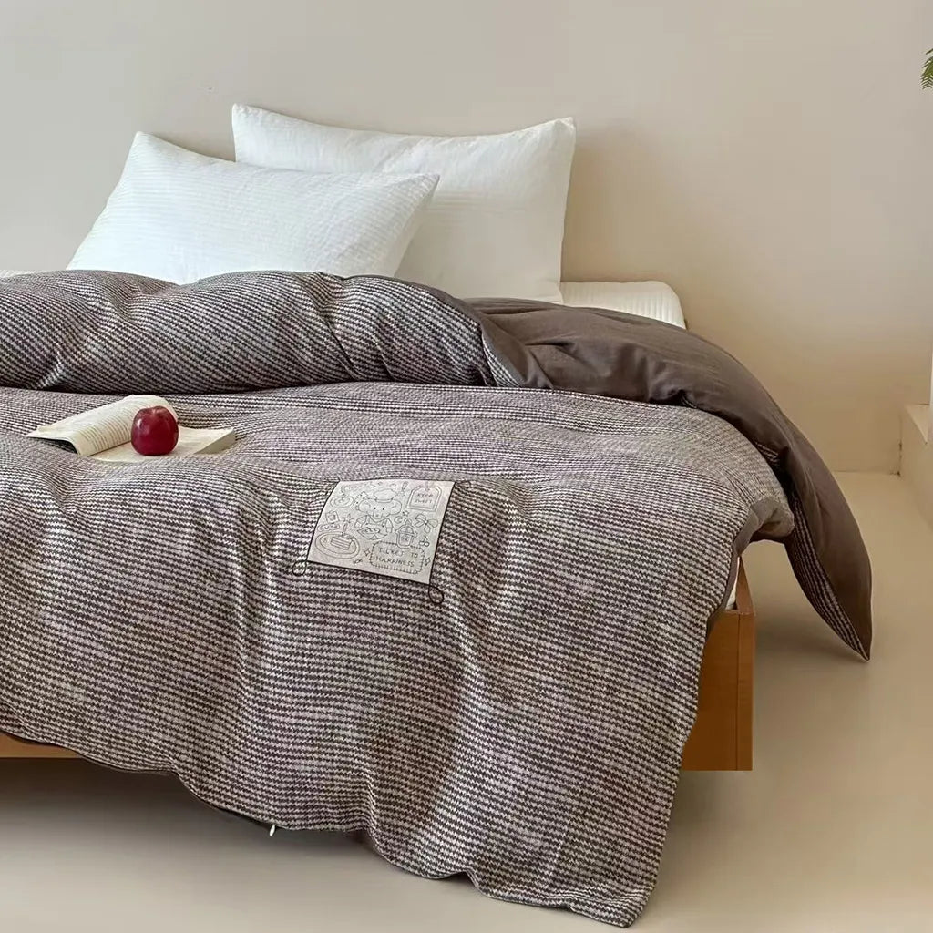 Cotton Houndstooth Jacquard Farmhouse Duvet Cover