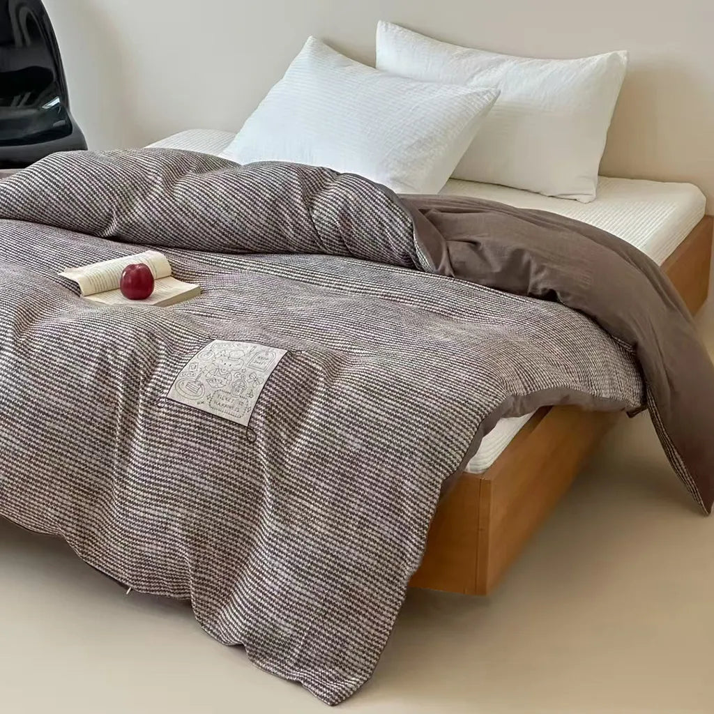 Cotton Houndstooth Jacquard Farmhouse Duvet Cover