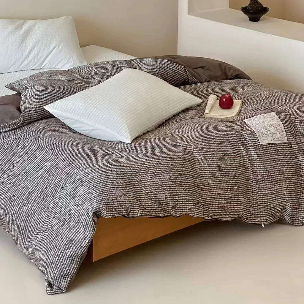 Cotton Houndstooth Jacquard Farmhouse Duvet Cover