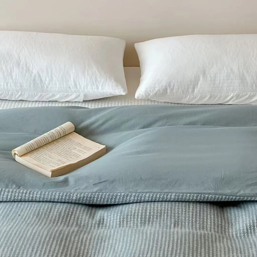 Cotton Houndstooth Jacquard Farmhouse Duvet Cover