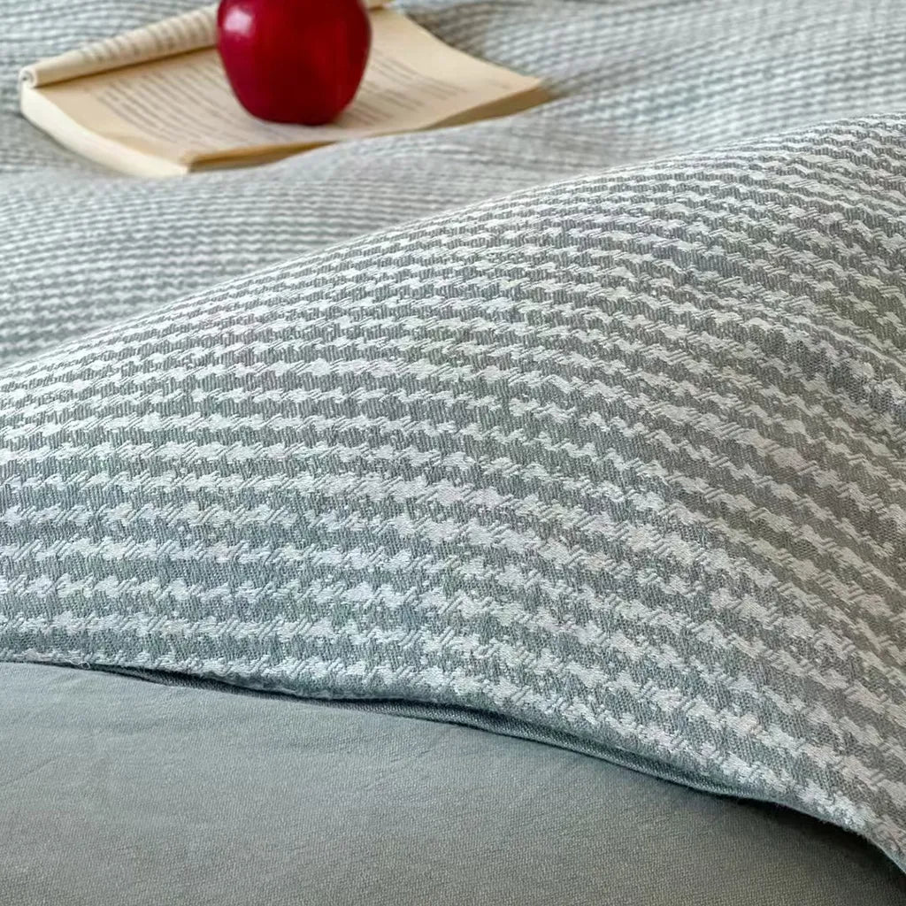 Cotton Houndstooth Jacquard Farmhouse Duvet Cover