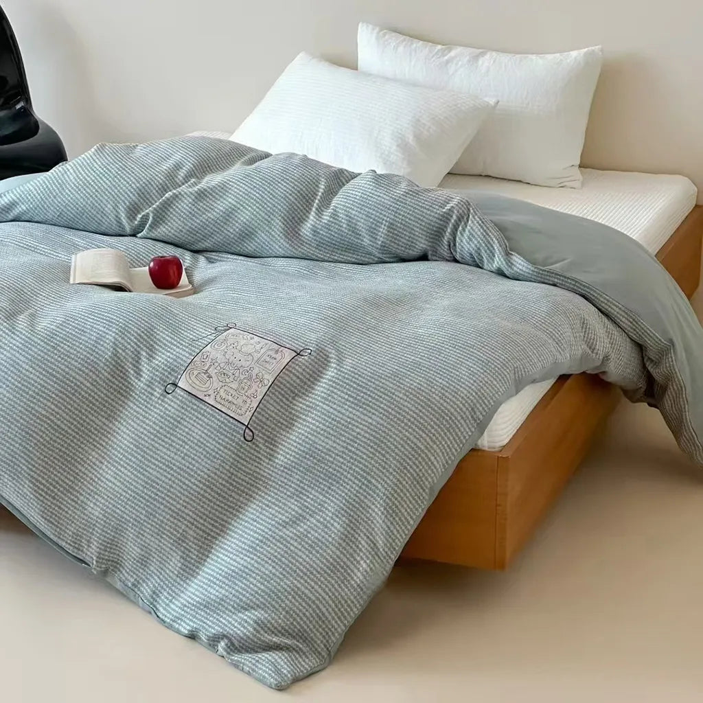 Cotton Houndstooth Jacquard Farmhouse Duvet Cover