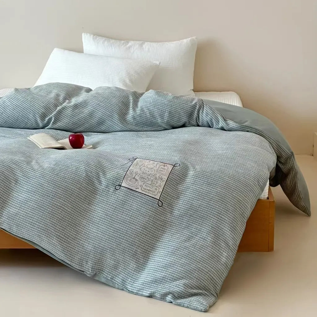 Cotton Houndstooth Jacquard Farmhouse Duvet Cover