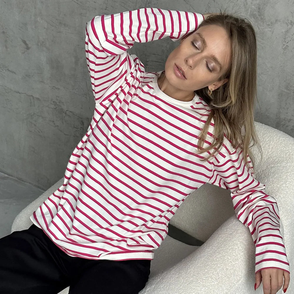 Cotton Spring Fashion Trend Casual O Neck WomenTops T-shirt