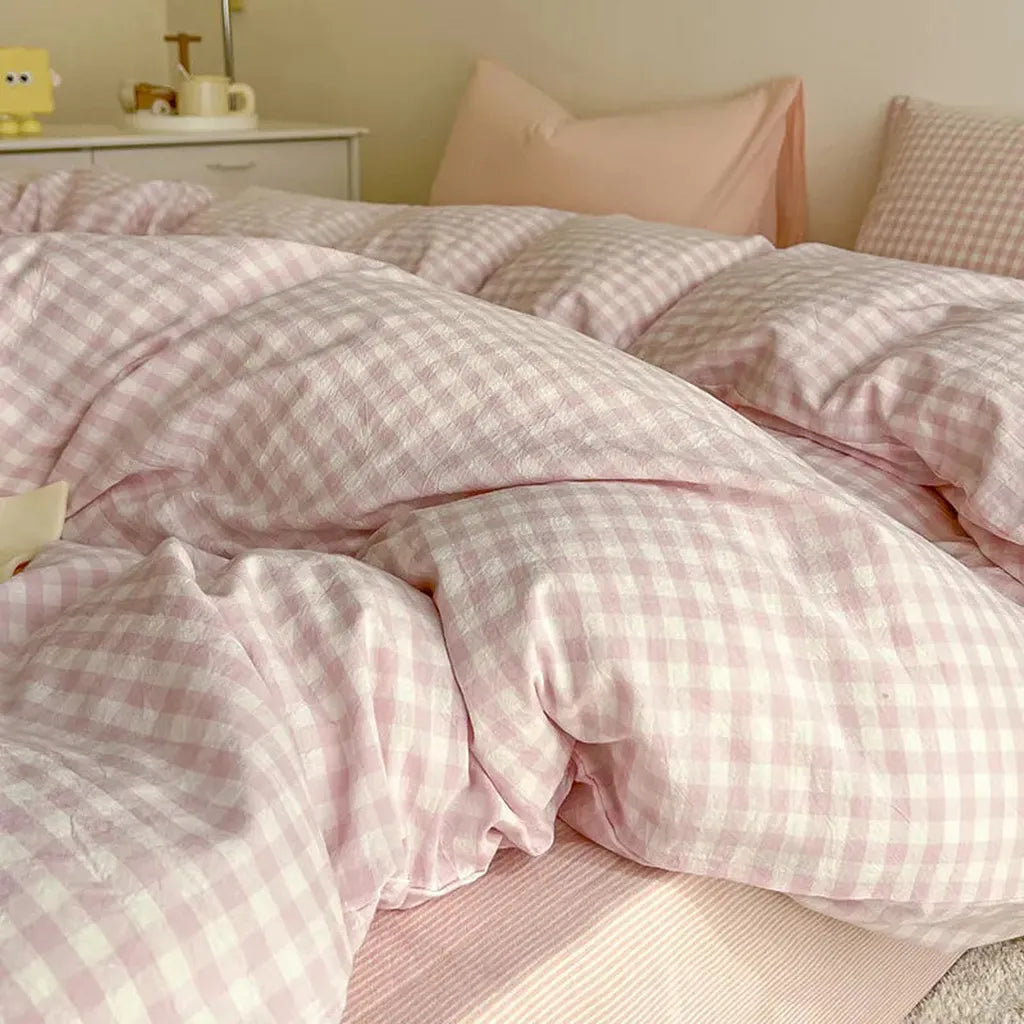 Cotton Small Gingham Duvet Cover - Yellow