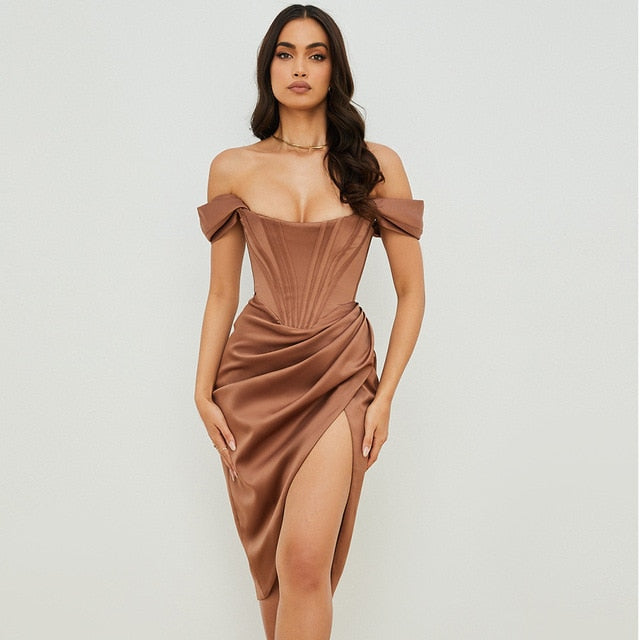 Off Shoulder Gown Elegant Backless Sexy Dress