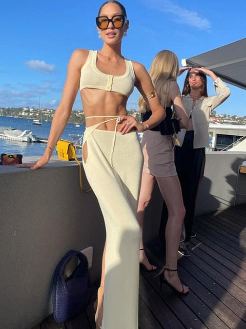 Fashion Button Up Top and Skirt 2 Piece Set