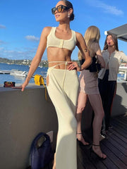 Fashion Button Up Top and Skirt 2 Piece Set