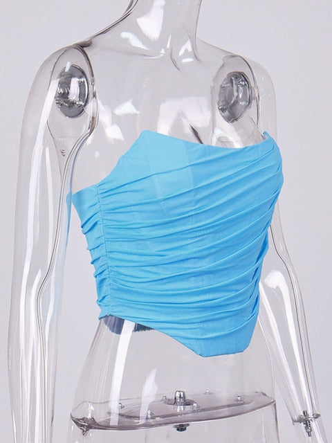 Sleeveless Fashion Strapless Bustier Corset Crop Tops Backless White Tops