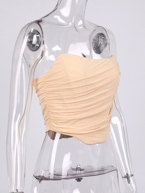 Sleeveless Fashion Strapless Bustier Corset Crop Tops Backless White Tops