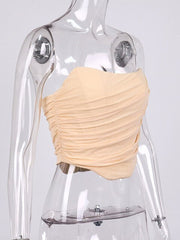 Sleeveless Fashion Strapless Bustier Corset Crop Tops Backless White Tops