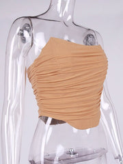 Sleeveless Fashion Strapless Bustier Corset Crop Tops Backless White Tops